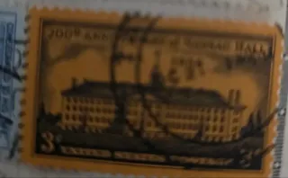 United States 1956 3c Nassau Hall stamp, photographed by a collector