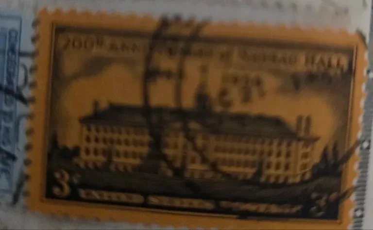 United States 1956 3c Nassau Hall stamp, photographed by a collector