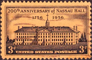 Another photo of the United States 1956 3c Nassau Hall stamp