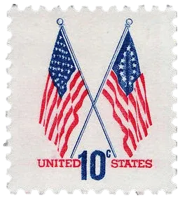 United States 1973 10c star and star stamp, photographed by a collector