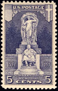 United States 1926 5 cents John Ericsson commemorative , of stamp, photographed by a collector