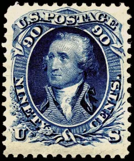United States 1861 90c Washington stamp, photographed by a collector