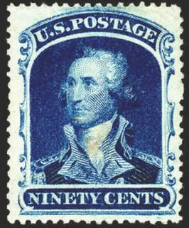 Another photo of the United States 1861 90c Washington stamp