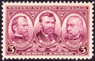United States 1937 3c Grant Sherman stamp, photographed by a collector