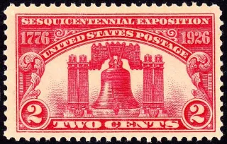 Another photo of the United States 1926 2c Liberty Bell stamp
