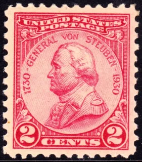 United States 1930 2c Gen Von Steuben stamp, photographed by a collector