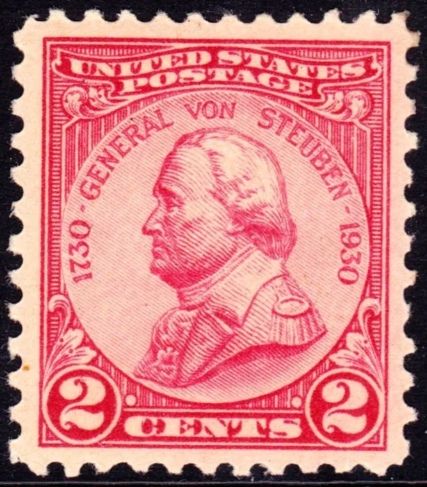United States 1930 2c Gen Von Steuben stamp, photographed by a collector