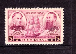 Another photo of the United States 1937 3c Farragut Porter stamp