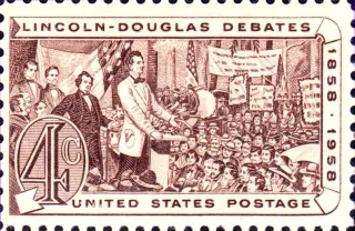 Another photo of the United States 1958 4c Lincoln Douglas debates stamp