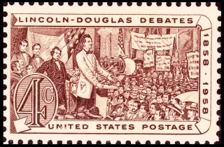 Another photo of the United States 1958 4c Lincoln Douglas debates stamp