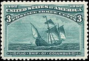 Another photo of the United States 1893 3c Columbian stamp
