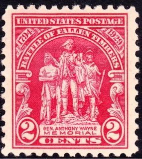 United States 1929 2c Battle of Fallen Timbers stamp, photographed by a collector