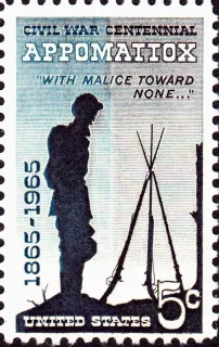 United States 1965 5c Appomattox Centennial stamp, photographed by a collector
