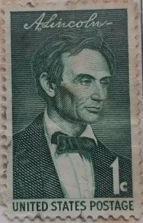 United States 1959 1c Young Lincoln stamp, photographed by a collector