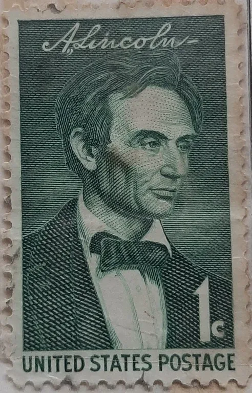 United States 1959 1c Young Lincoln stamp, photographed by a collector