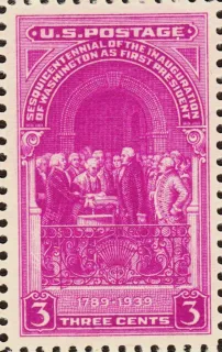 Another photo of the United States 1939 3c Washington Oath stamp