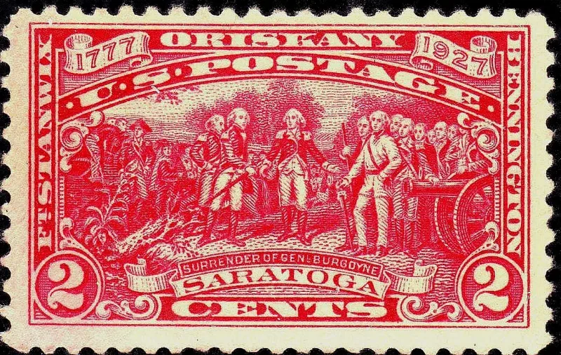 United States 1927 2c Saratoga stamp, photographed by a collector