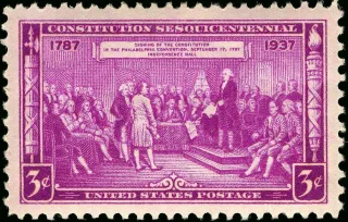 Another photo of the United States 1937 3c Constitution Sesquicentennial stamp
