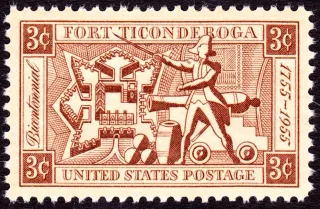 Another photo of the United States 1955 3c Fort Ticonderoga stamp