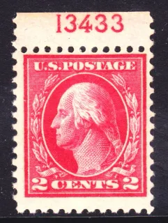 United States 1917 2c Washington WF stamp, photographed by a collector