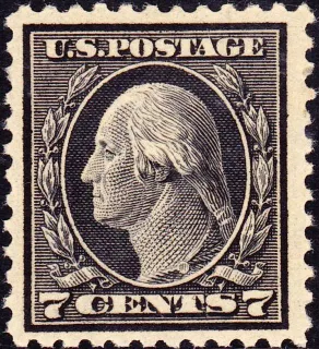 United States 1917 7c Washington WF stamp, photographed by a collector