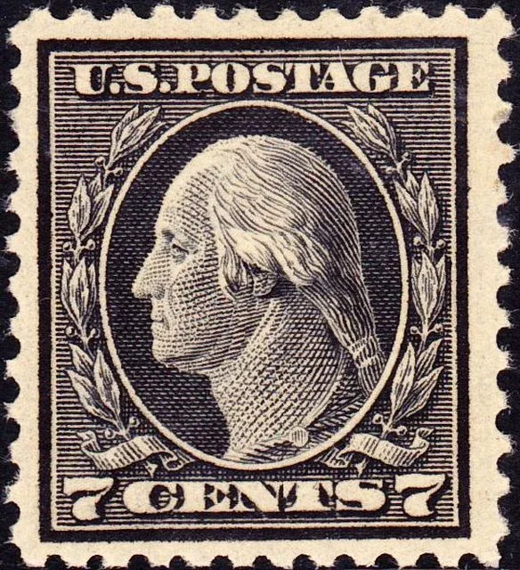 United States 1917 7c Washington WF stamp, photographed by a collector