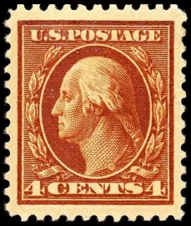 United States 1917 4c Washington WF stamp, photographed by a collector