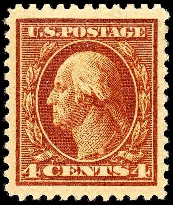 United States 1917 4c Washington WF stamp, photographed by a collector