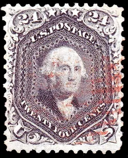 United States 1862 24c Washington stamp, photographed by a collector