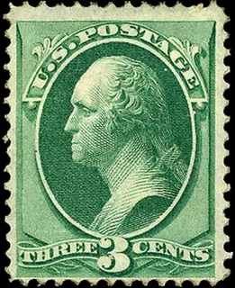 United States 1870 3c George Washington stamp, photographed by a collector