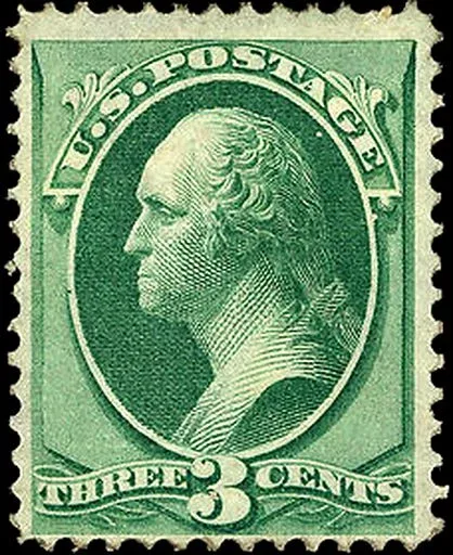 United States 1870 3c George Washington stamp, photographed by a collector