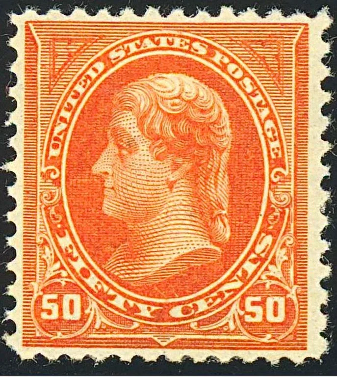 United States 1894 50c Thomas Jefferson stamp, photographed by a collector