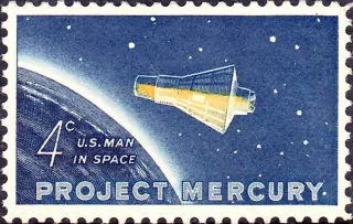 Another photo of the United States 1962 4c Project Mercury Man in space stamp