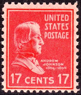 United States 1938 17c Andrew Johnson stamp, photographed by a collector