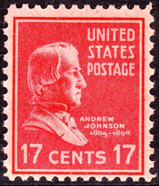 United States 1938 17c Andrew Johnson stamp, photographed by a collector
