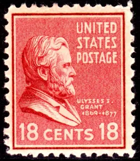 United States 1938 18c Grant stamp, photographed by a collector