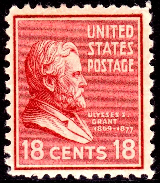 United States 1938 18c Grant stamp, photographed by a collector