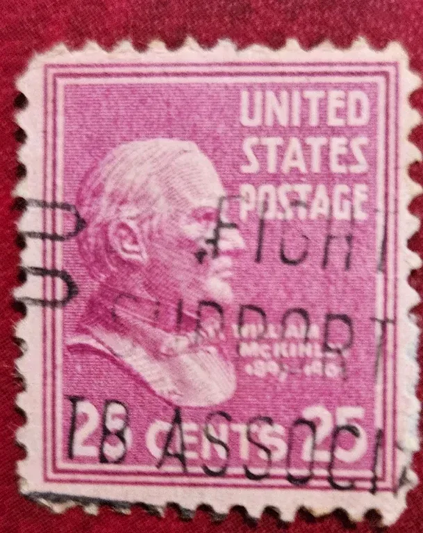 United States 1938 25c William McKinley stamp, photographed by a collector