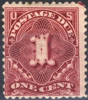 United States 1894 1c Due Portomarken stamp, photographed by a collector
