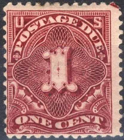 United States 1894 1c Due Portomarken stamp, photographed by a collector