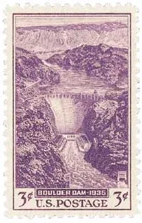 United States 1935 3 cents Boulderdamstamp stamp, photographed by a collector