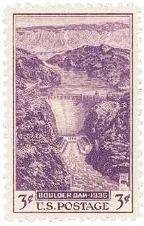 United States 1935 3 cents Boulderdamstamp stamp, photographed by a collector