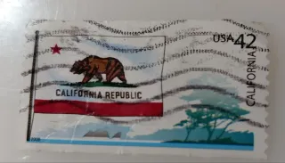 United States 2008 42 cents California Flag 42c stamp, photographed by a collector