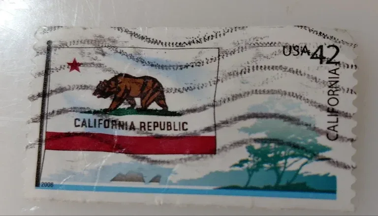 United States 2008 42 cents California Flag 42c stamp, photographed by a collector