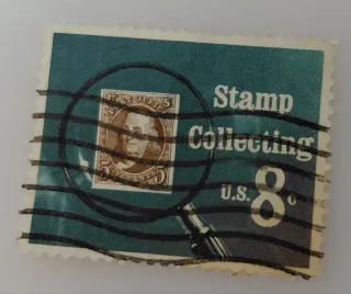United States 1972 8 cents Stamp Collecting 8c Franklin stamp, photographed by a collector
