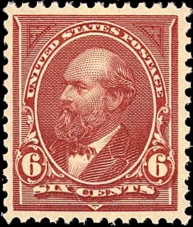 United States 1890 6c James Garfield stamp, photographed by a collector