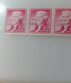 United States 1954 2 cents Liberty Series 2c Jefferson Coil stamp, photographed by a collector