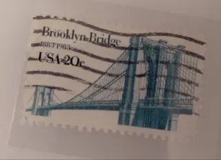Another photo of the United States 1983 20c Brooklyn Bridge Centennial stamp