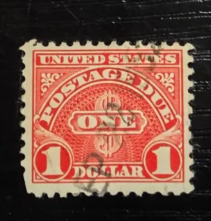 United States 1930 1 dollar 1930 $1 Postage Due stamp, photographed by a collector