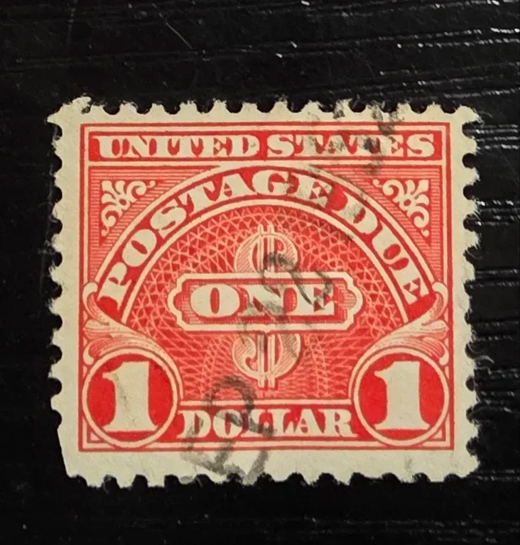 United States 1930 1 dollar 1930 $1 Postage Due stamp, photographed by a collector